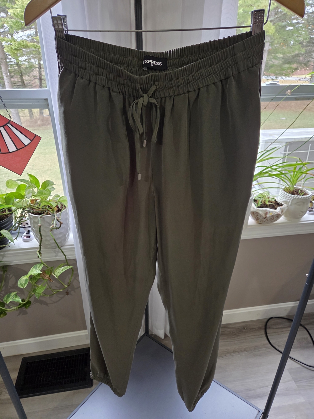 Express Olive Green Drawstring Joggers